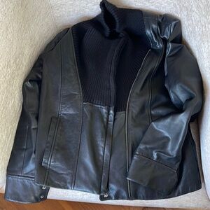 Gap black fitted leather jacket size S
